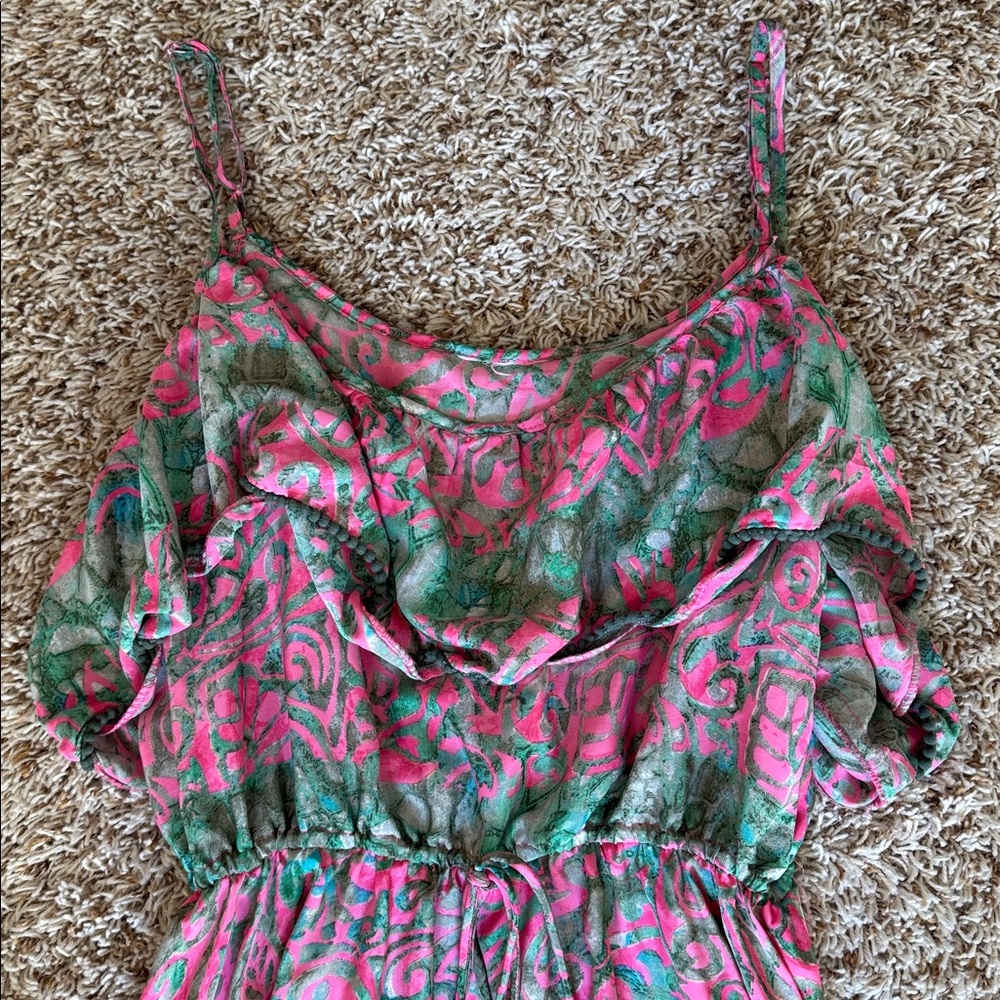 Strapless Pink and Green Dress - Picture 5 of 8